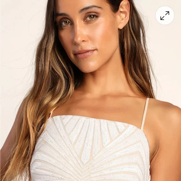 Lulu's Lost In Your Eyes White Sequin Bodycon Mini Dress -NWT - Picture 8 of 9